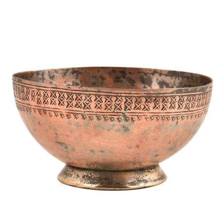 Vintage Hand Hammered Starry Sun Border Designed Bowl