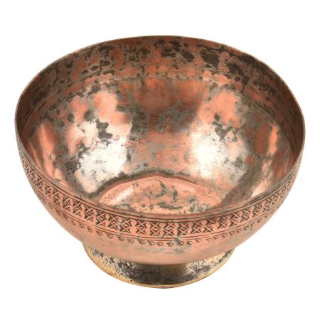 Vintage Hand Hammered Starry Sun Border Designed Bowl