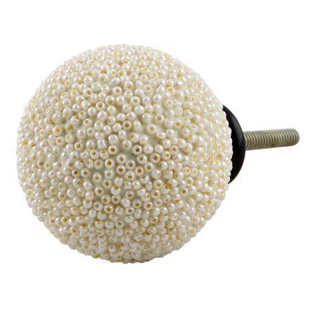 White Glass Beads Cabinet Knobs