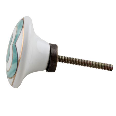 Sea Green Floral Golden Pattern Ceramic Cabinet Knobs Online