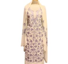 Purple Floral Embroidery Dress Fabric Georgette With Matching Dupata