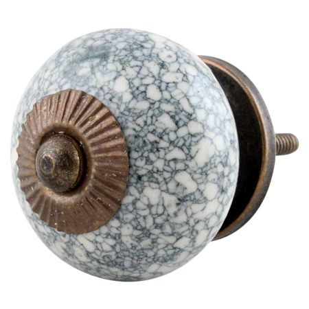 Black Marble Crackle Ceramic Drawer Knob