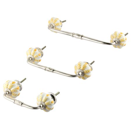 Yellow Leaf Melon Ceramic Bridge Handles