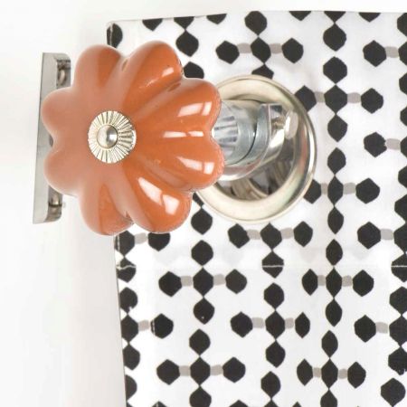 Ceramic Big Flower ShapedÂ Orange Curtain Rod Finial