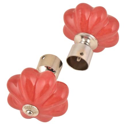 Ceramic Big Flower ShapedÂ  Red Curtain Rod Finial