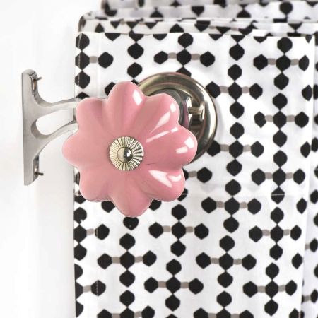 Ceramic Big Flower ShapedÂ  Pink Curtain Rod Finial
