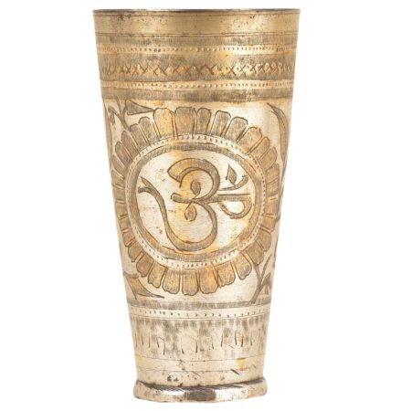 Om Engraved In Sunflower Brass Punjabi Lassi Glass