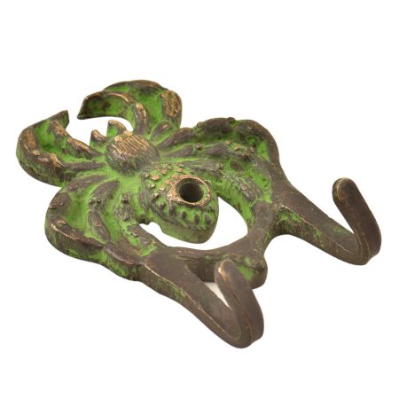 Handcrafted Brass Crab Wall Hooks With Patina
