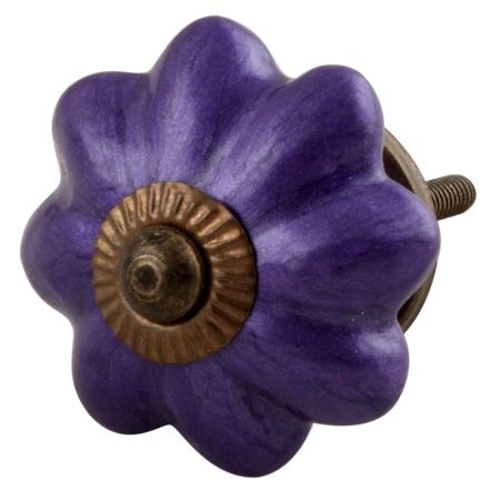 Neon Purple Ceramic Melon Drawer Knob