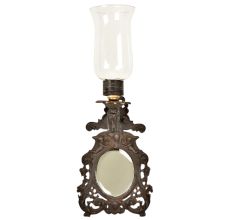 Indian Engraved Frame Glass Mirror with Lamp