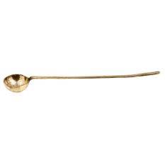 Brass Serving Spoon With A Shallow Rounded Bowl And Long Hande