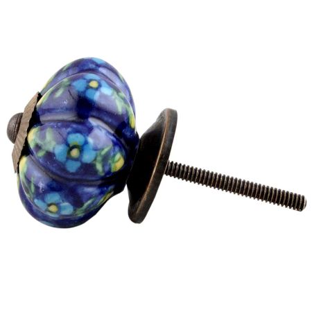 Dark Blue Floral Melon Knob