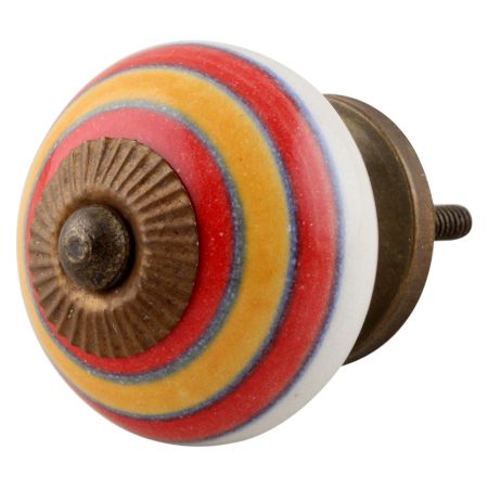 Orange Red Striped Knob