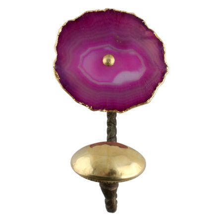 Pink Agate Stone Wall Hook in Antique Fitting