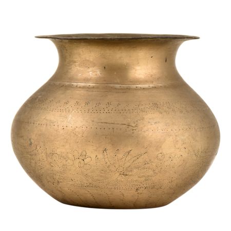 Small Flowers Etched In The centre Of Brass Water Pot
