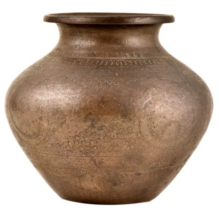 Brass Bird And Geometric Design Pattern Engraving Pot