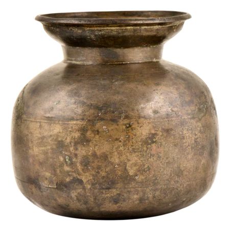 Handcrafted Brass Water Vessel With A wide Mouth