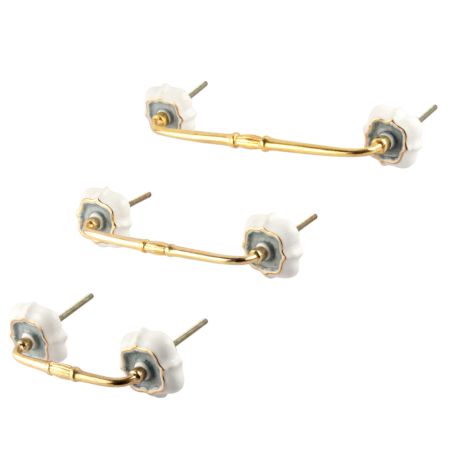 Grey Solid Gold Line Ceramic Bridge Handles