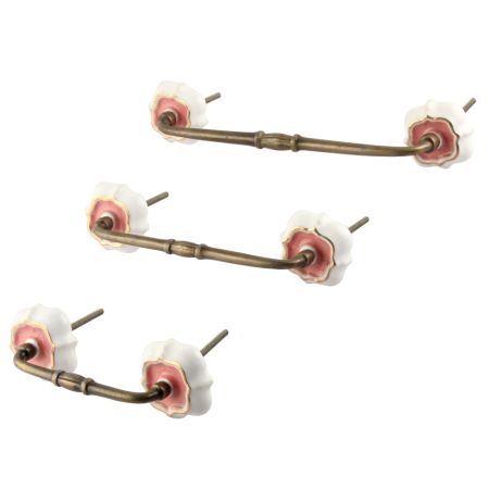 Pink Solid Gold Line Ceramic Bridge Handles