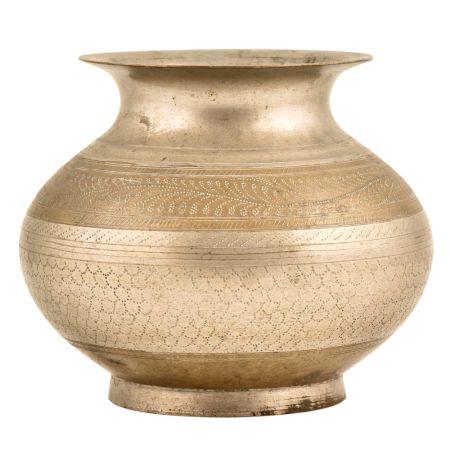 Hand Crafted Brass Lota with Pattern Engraving