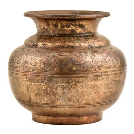 Floral Design Hand Carved Design Brass Water Pot