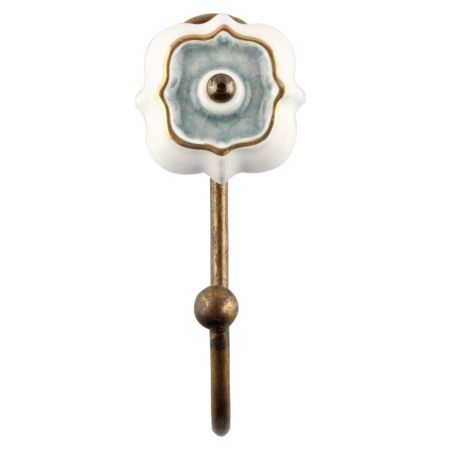Grey Solid Gold Line Ceramic Hook In Antique Fitting