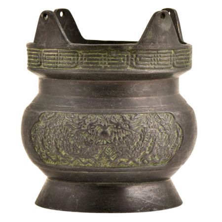 Bronze Tribal Engraved Hanging Pot