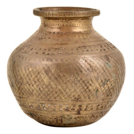 Tribal And Pattern Engraved Brass Holy Water Pot