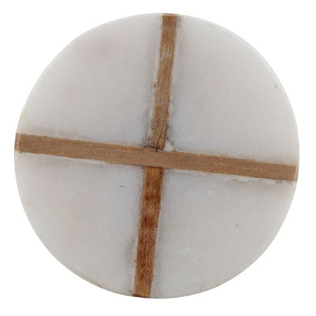 White Round Wooden Cross Stone Dresser Knobs
