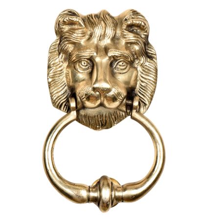 Golden Brass Lion Head Door Knocker Ring