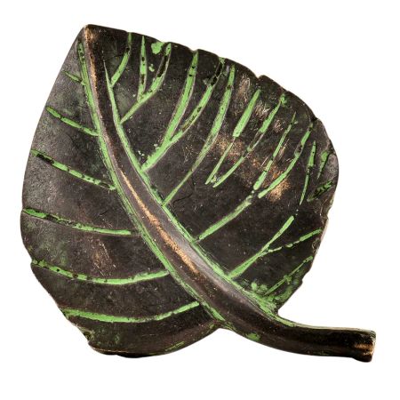 Brass Betal Leaf Shape Drawer Knob With Patina
