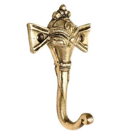 Hand Made Tribal Elephant Face Brass Wall Hook