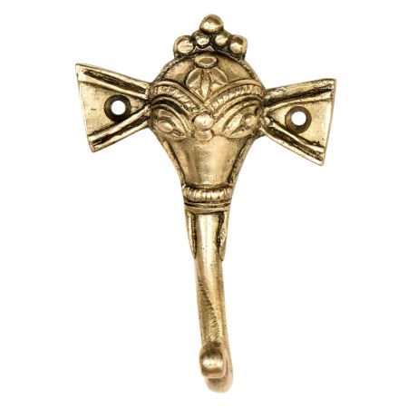 Hand Made Tribal Elephant Face Brass Wall Hook