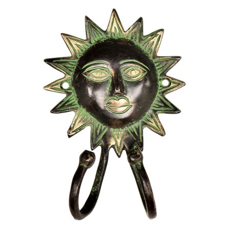 Bronze Patina Sun Face Wall Hooks Hanger