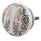 Golden Floral Pattern Flat Ceramic Cabinet Knob