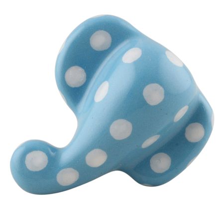 Turquoise Polka Elephant Face Knob