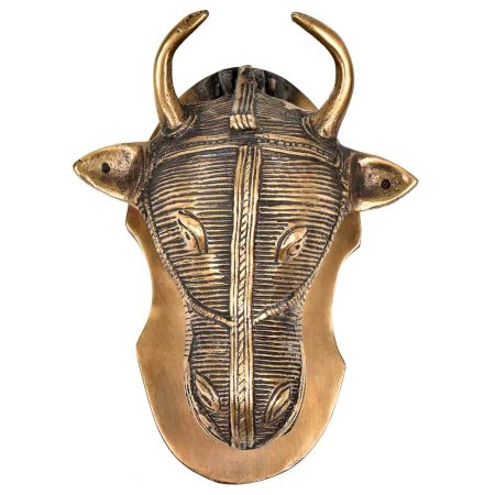 Brass Ox Head Bull Door Knocker On Brass Plate