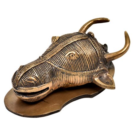 Brass Ox Head Bull Door Knocker On Brass Plate