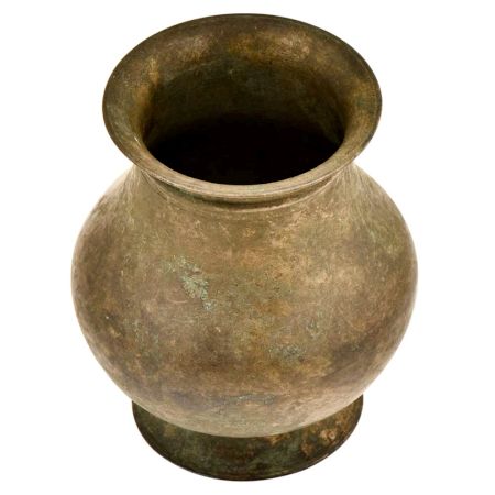 Indian Brass Lota Pot With a Wide Mouth And Bulging Centre