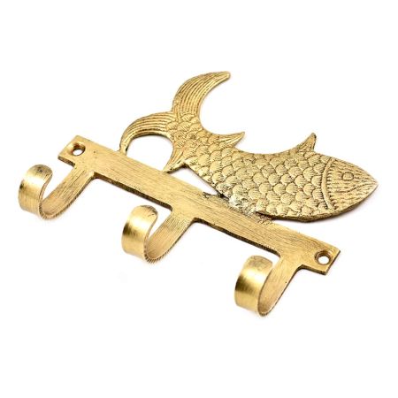 Engraved Brass Nautical Fish Wall Hook Clothes Coat and Hat Holder
