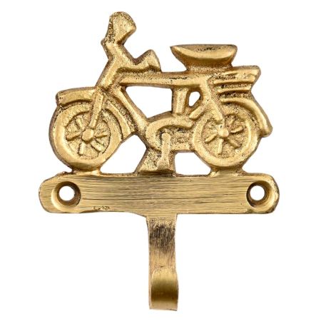 Brass Handcrafted Single Cycle Hook Rustic Wall Decor