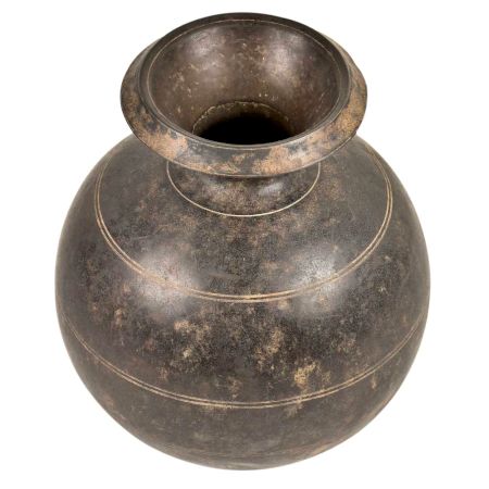 Black Indian Brass Loti Water Pot & Planter
