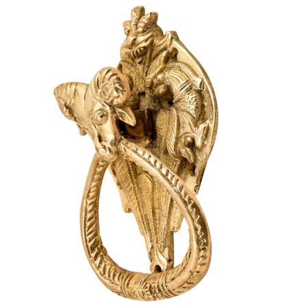 Handmade Golden Brass Demon Birds With Ram Head Door Knocker