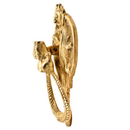 Hand Crafted Huge Demon Head With Ornate Door Brass Metal Door Knocker Ring