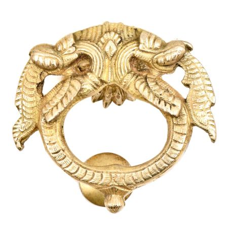 Solid Brass Metal Thunder Dragon With Engraved Knocker For Entrance Door