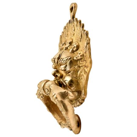 Brass Vajra Mahakala Buddha Head Birds Ring Door Knocker