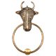 Tribal Bull Ox Head Brass Front Door Knocker Towel Ring