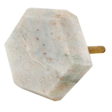 Green Hexagon Quartz Stone Cabinet Knob