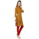 Mustard Yellow Office Wear Stiched Rayon Kurti with Beautiful Embroidery Work