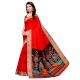 Red Khadi Silk Printed Kalamkari Saree With Tessle And Blouse Piece